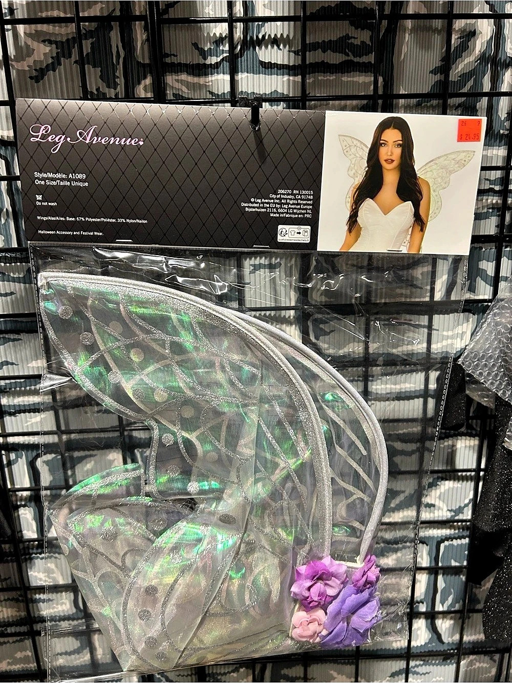 Leg Avenue Iridescent Glitter Fairy Wings with Flower Accent